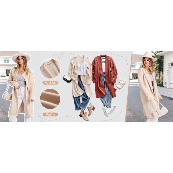 NWT Anrabess Women's Rose/Beige (Apricot) Long Cardigan - Picture 9 of 12